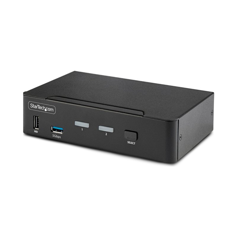 StarTech.com Switch KVM DisplayPort 2 Ports - 8K 60H/4K 144Hz, Écran Unique, DisplayPort 1.4, 2 Ports USB 3.0, 4x USB 2.0 HID, Commutateur KVM, Commutation par Bouton-Poussoir, Conforme TAA - Indépendant de l'OS