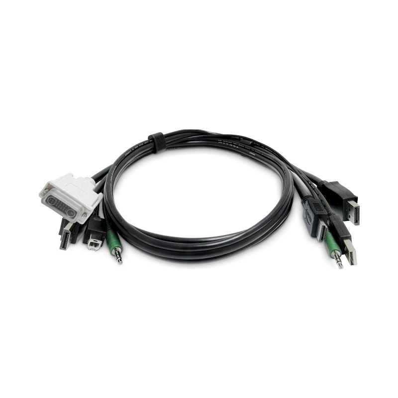 StarTech.com Câble KVM Double Affichage de 1,8 m, HDMI et DisplayPort vers DVI et DP, USB 2.0, 3,5 mm, Câble Combiné Universel pour Switch KVM, TAA