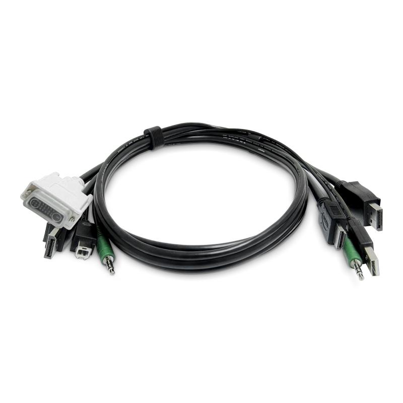 StarTech.com Câble KVM Double Affichage de 1,8 m, HDMI et DisplayPort vers DVI et DP, USB 2.0, 3,5 mm, Câble Combiné Universel pour Switch KVM, TAA