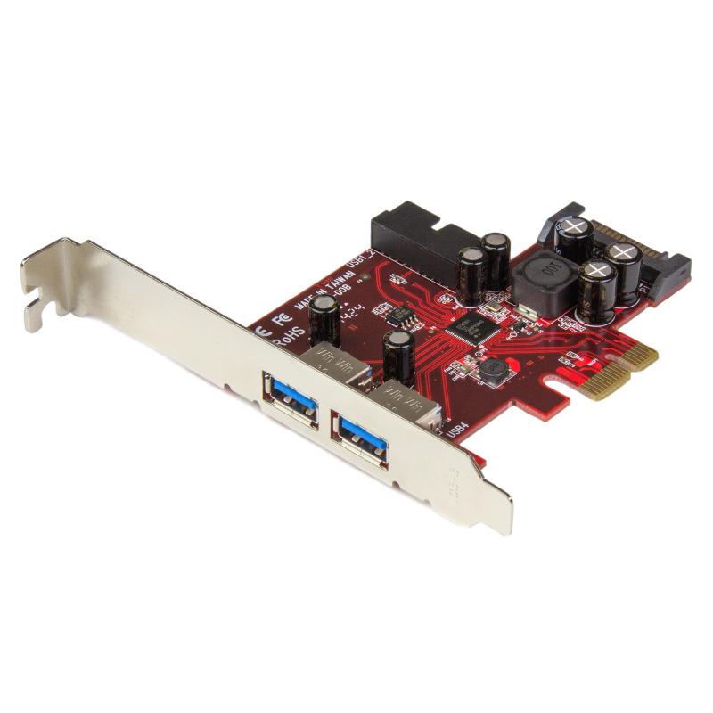 StarTech.com Carte contrôleur PCI Express à 4 ports USB 3.0 (5Gbps) - 2 externes 2 internes - Adaptateur PCIe avec alimentation SATA