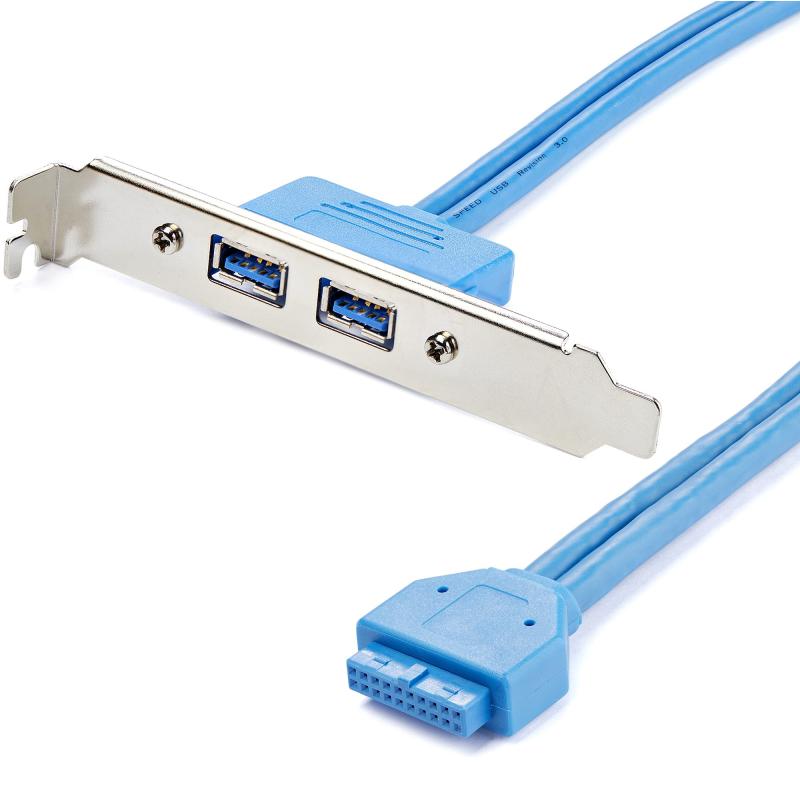 StarTech.com Câble adaptateur USB 3.0 (5Gbps) IDC 20 broches vers plaque à 2 ports USB A encastrés
