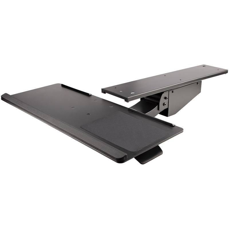 StarTech.com Support de clavier sous le bureau - Mouvement complet et réglage de hauteur pour clavier et souris, plateforme 10"x26" - Support de clavier informatique ergonomique pour bureau avec tapis de souris et repose-poignet