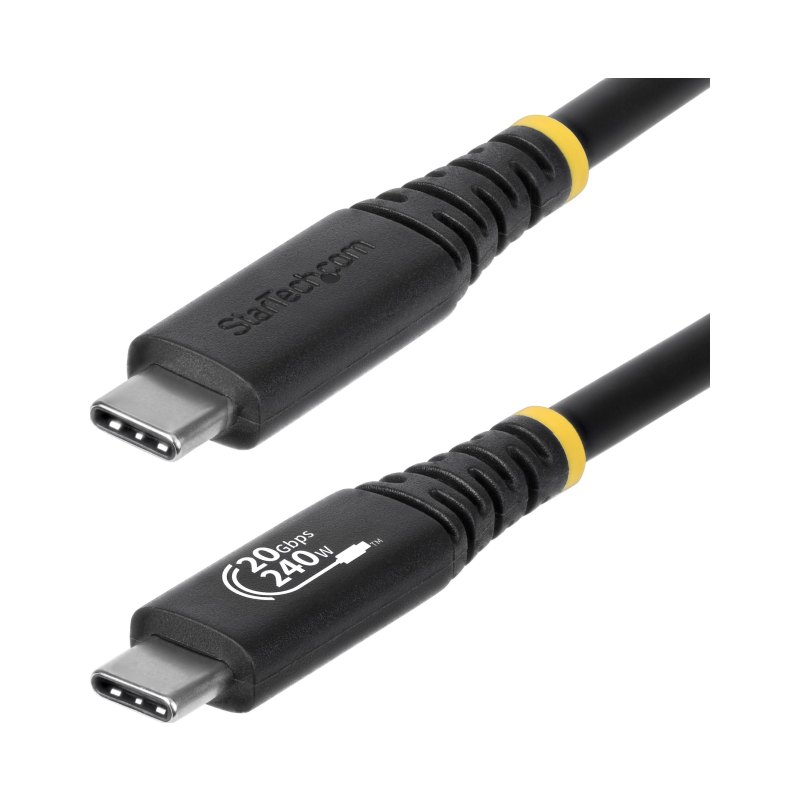 StarTech.com 6ft (1.8m) USB4 Cable, 20Gbps, USB-IF Certified USB-C Cable, 240W PD EPR, 4K 120Hz DP 2.1, TPE Jacket, Black USB-C Cord