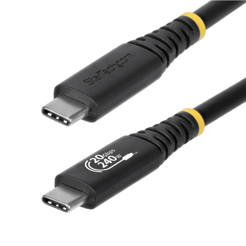 StarTech.com CC6FT20GUSB4TP câble USB USB4 Gen 2x2 1,8 m USB C 20 Gbit/s 240 W Noir