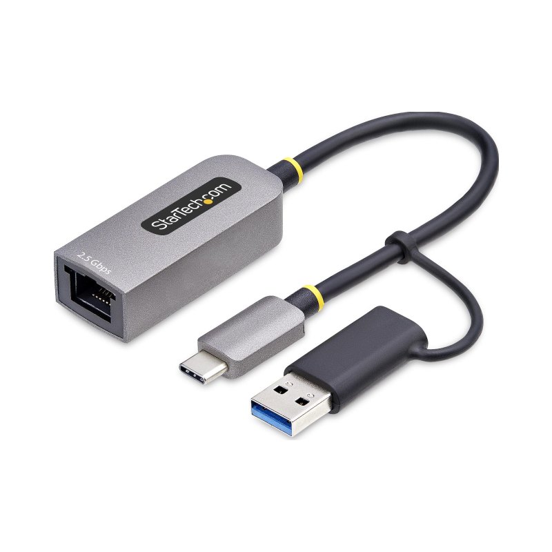 StarTech.com 2.5GbE USB-C to Ethernet Adapter with USB-A Converter, NBASE-T NIC, USB 3.0 Type-C 2.5/1G Multi Speed Network, Thunderbolt Compatible, Windows & Mac