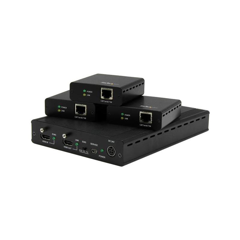 StarTech.com Kit extendeur HDBaseT à 3 ports avec 3 récepteurs - Splitter HDMI 1x3 via Cat5 - Jusqu'à 4K
