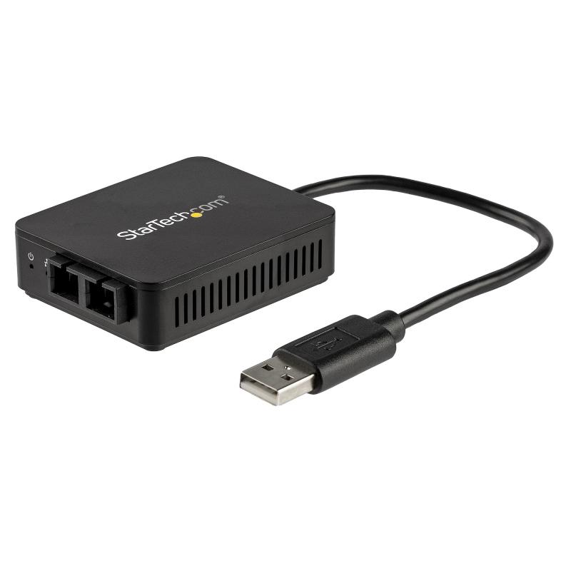 StarTech.com Convertisseur USB vers Fibre Optique - 100Mbps - USB 2.0 vers Fibre Optique -100Base-FX SC Femelle en Multimode Duplex Compatible Fibre/MMF - Jusqu'à 2 km - USB vers LAN Fibre Compacte