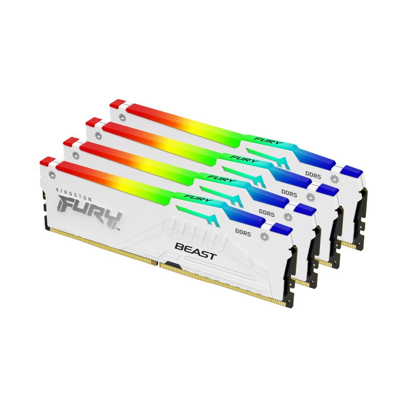 Kingston Technology FURY Beast 64GB 5600MT/s DDR5 CL40 DIMM (Kit of 4) White RGB XMP