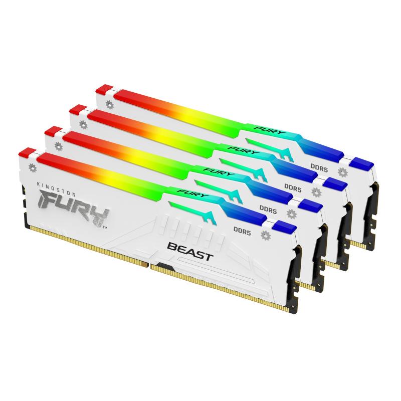 Kingston Technology FURY Beast 64 Go 5600 MT/s DDR5 CL40 DIMM (Kits de 4) White RGB XMP