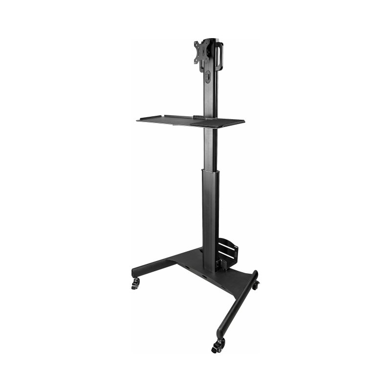 StarTech.com Pupitre de Travail Mobile avec Support Écran - Support pour Tour PC et Clavier - Chariot Ordinateur Ergonomique - Pupitre de Travail Debout Mobile Sur Roulettes
