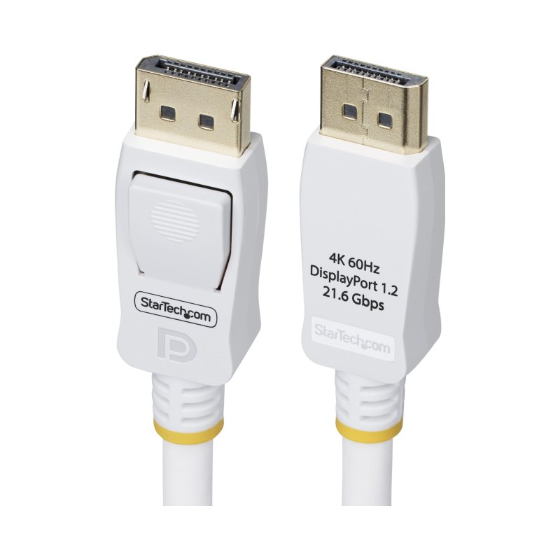 StarTech.com Câble DisplayPort 1.2 de 3m Blanc Certifié VESA, 4K 60Hz, 21.6Gbps, Connecteurs DP Verrouillables, Câble DisplayPort DP 1.2, Câble de Moniteur DP, M/M