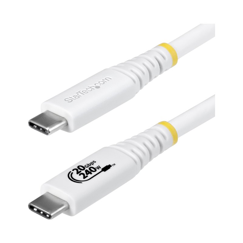 StarTech.com 6ft (1.8m) USB4 Cable, 20Gbps, USB-IF Certified USB-C Cable, 240W PD EPR, 4K 120Hz DP 2.1, TPE Jacket, White USB-C Cord