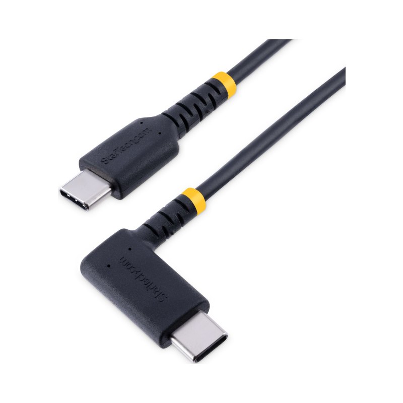StarTech.com Câble de Charge Rapide USB-C de 1m, Robuste, Coudé à Droite, Charge et Synchronisation, 60W (3A) PD, USB 2.0, Gaine TPE et Fibre d'Aramide - Cordon de Charge USB C