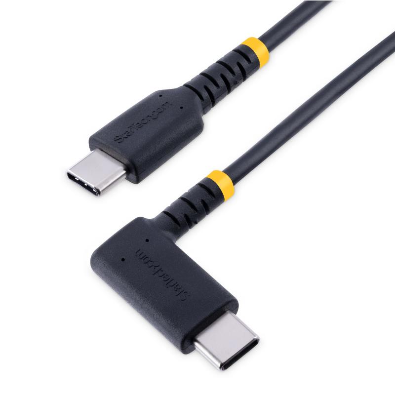 StarTech.com Câble de Charge Rapide USB-C de 1m, Robuste, Coudé à Droite, Charge et Synchronisation, 60W (3A) PD, USB 2.0, Gaine TPE et Fibre d'Aramide - Cordon de Charge USB C