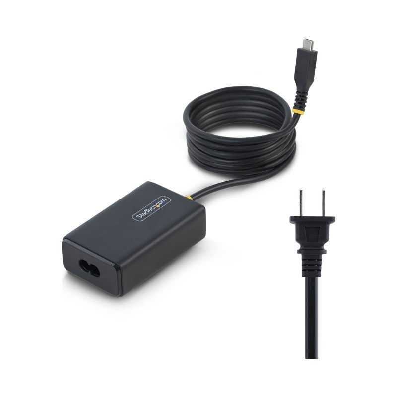 StarTech.com 65W USB-C Laptop Charger with 5ft (1.5m) Tethered USB-C Cable, Power Adapter Brick for Dell, XPS, HP ProBook, MacBook Pro, Microsoft Surface Pro