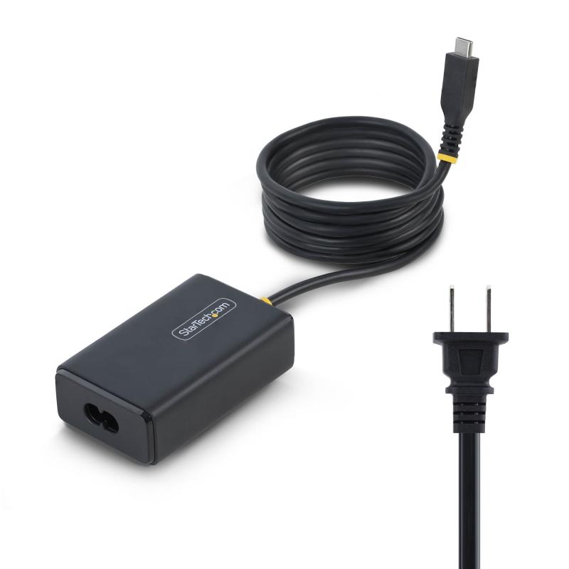 StarTech.com Chargeur d'ordinateur portable USB-C 65W avec câble USB-C de 5 pieds (1,5 m) intégré, bloc d'alimentation pour Dell, XPS, HP ProBook, MacBook Pro, Microsoft Surface Pro