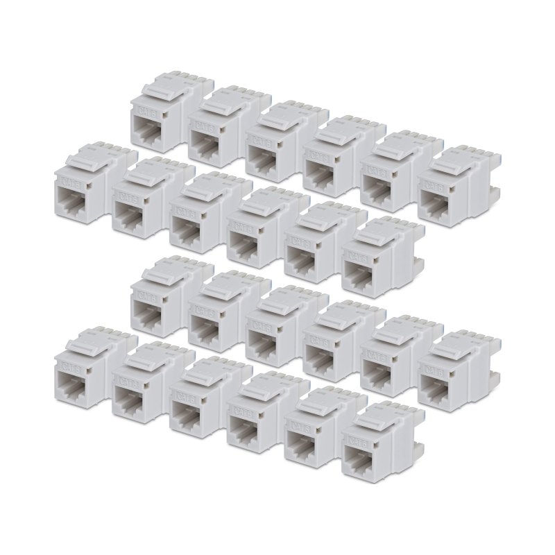 StarTech.com Jack Keystone Cat6, Lot de 24 Prises Ethernet RJ45 Keystone, Prise Murale UTP Cat6, Connecteur à 180 Degrés 110 Punch Down, Blanc