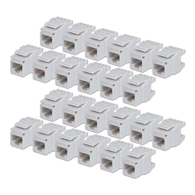 StarTech.com Jack Keystone Cat6, Lot de 24 Prises Ethernet RJ45 Keystone, Prise Murale UTP Cat6, Connecteur à 180 Degrés 110 Punch Down, Blanc