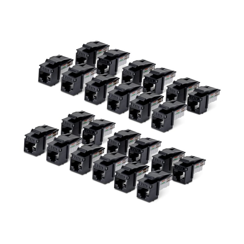 StarTech.com Jack Keystone Cat6, Lot de 24 Prises Ethernet RJ45 Keystone, Prise Murale UTP Cat6, Connecteur à 90 Degrés 110 Punch Down, Noir