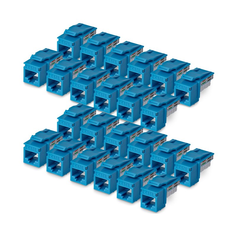 StarTech.com Jack Keystone Cat6, Lot de 24 Prises Ethernet RJ45 Keystone, Prise Murale UTP Cat6, Connecteur à 90 Degrés 110 Punch Down, Bleu
