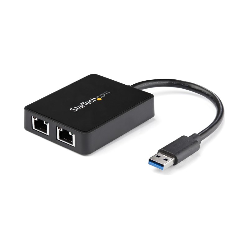 StarTech.com USB 3.0 to Dual Port Gigabit Ethernet Adapter w/ USB Port, 10/100/1000 Mbps, USB Gigabit LAN Network NIC Adapter
