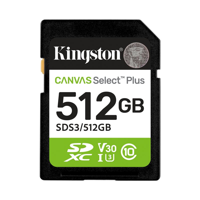Kingston Technology 512 Go SDXC Canvas Select Plus Gen3 150 Mo/s C10 UHS-I U3 V30
