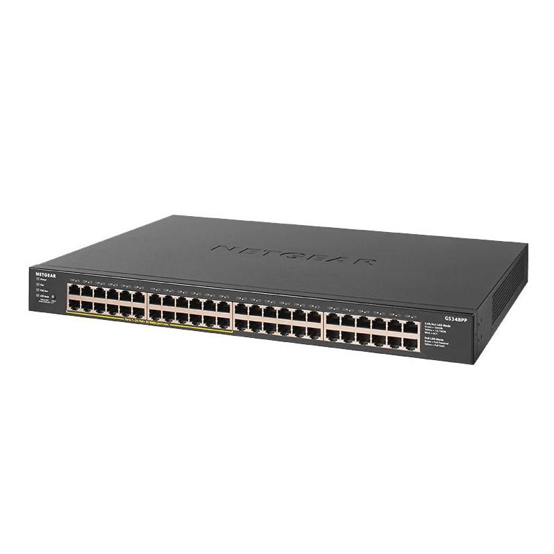 NETGEAR GS348PP Non-géré Gigabit Ethernet (10/100/1000) Connexion Ethernet, supportant l'alimentation via ce port (PoE) Noir