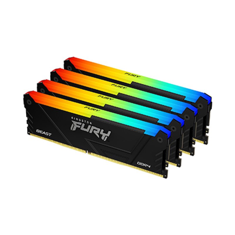 Kingston Technology FURY Beast 64GB 3200MT/s DDR4 CL16 DIMM (Kits de 4) 1Gx8 RGB