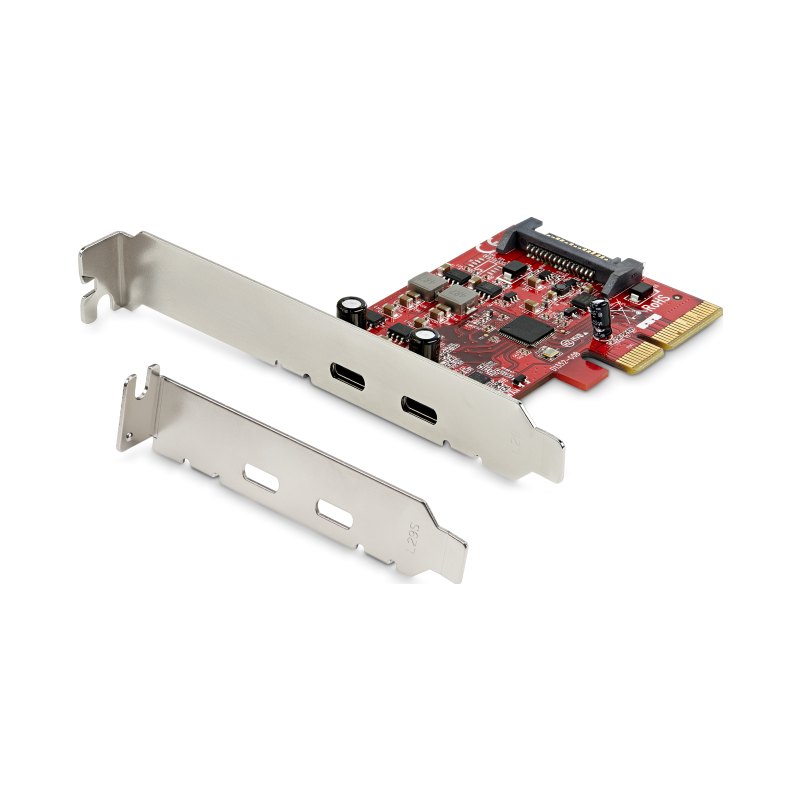 StarTech.com Carte PCIe USB 3.2 Gen 2 à 2 Ports, Carte Contrôleur USB-C 10Gbps SuperSpeed PCI Express 3.0 x4, Carte Adaptateur USB Type-C, Données Uniquement, Windows/macOS/Linux, TAA