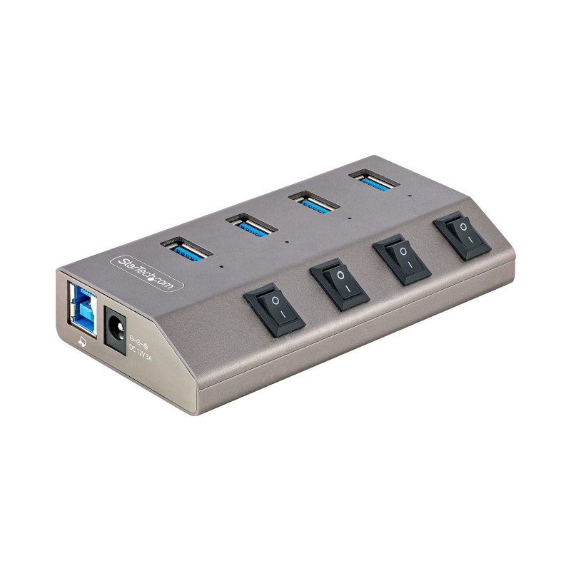 StarTech.com Hub USB-C autonome 4 ports avec interrupteurs marche/arrêt individuels, hub d'expansion USB 3.0 (5Gbps) avec alimentation électrique, séparateur USB-C vers USB-A pour ordinateur de bureau et portable