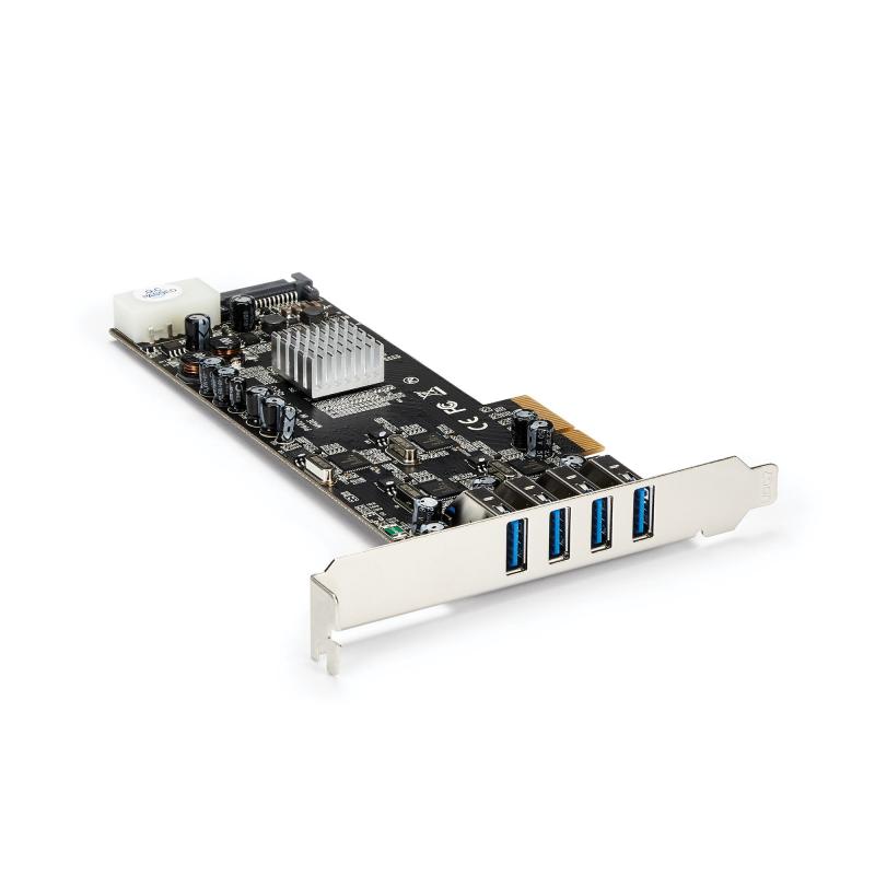 StarTech.com Carte PCIe USB 3.0 à 4 Ports avec 4 Canaux 5Gbps Dédiés (USB 3.2 Gen 1) - UASP - Alimentation SATA / LP4 - Carte Adaptateur PCI Express
