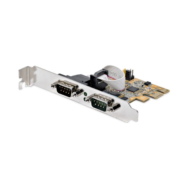 StarTech.com Carte d'Interface Série PCI Express à 2 ports, Carte Série PCIe à 2 Ports vers RS232 (DB9), UART 16C1050, Supports à Profil Bas/Plein, Rétention COM, pour Windows/Linux