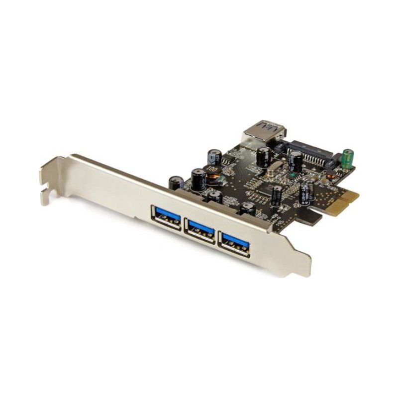 StarTech.com Carte contrôleur PCI Express à 4 ports USB 3.0 (5Gbps) - 3 externes 1 interne - Adaptateur PCIe USB avec UASP