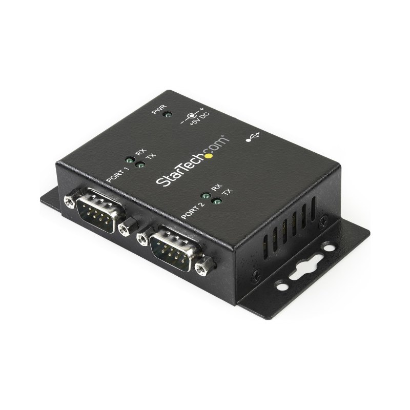 StarTech.com Hub adaptateur industriel USB vers série 2 ports à fixation murale avec clips de rail DIN
