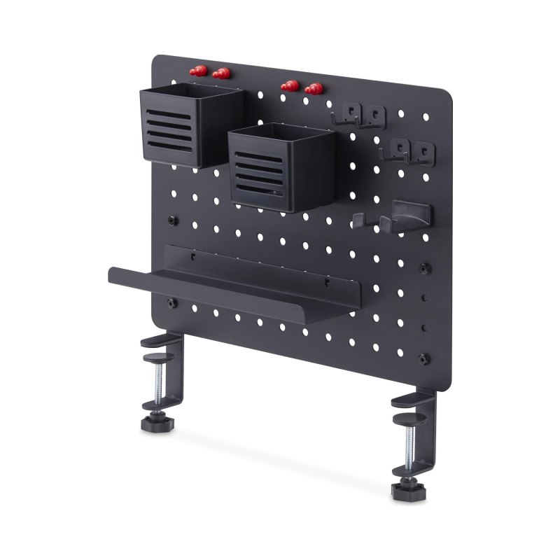 StarTech.com Panneau Perforé à Pinces avec Accessoires, 42 x 32cm, Panneau Perforé en Acier, Organisateur de Rangement de Bureau, Panneau Perforé à Fixer sur un Bureau, Noir