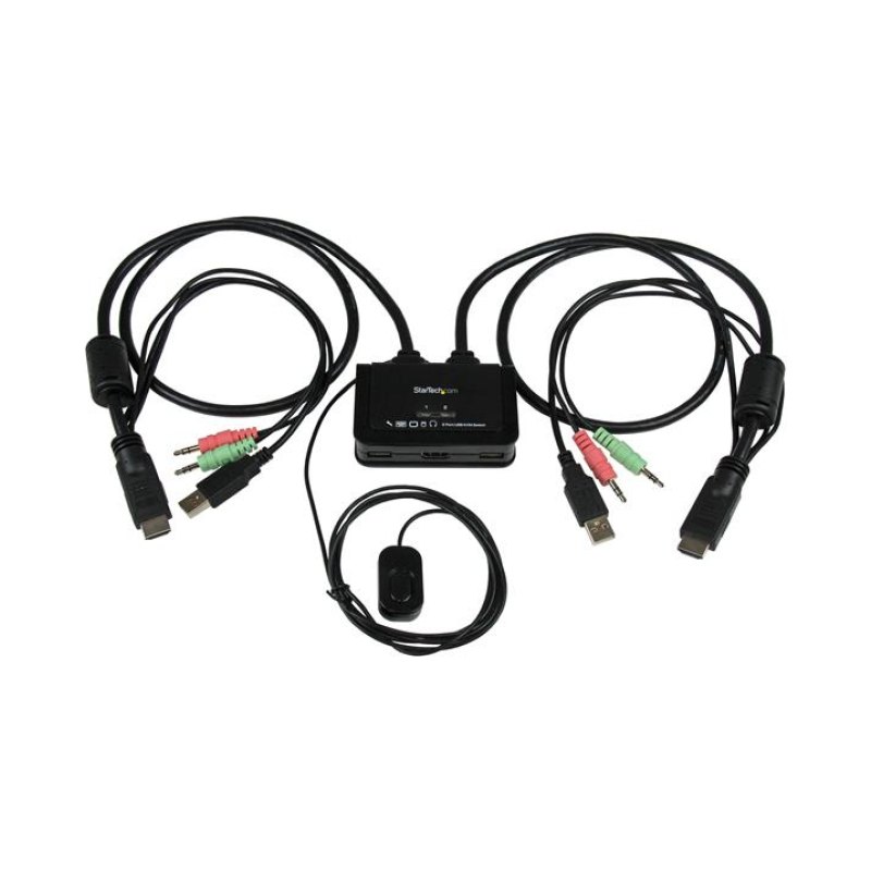 StarTech.com 2 Port USB HDMI Cable KVM Switch with Audio and Remote Switch – USB Powered
