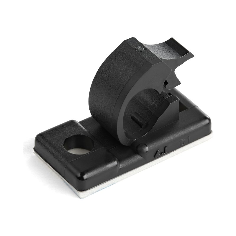 StarTech.com 100 Adhesive Cable Management Clips Black - Network/Ethernet/Office Desk/Computer Cord Organizer - Sticky Cable/Wire Holders - Nylon Self Adhesive Clamp UL/94V-2 Fire Rated - TAA