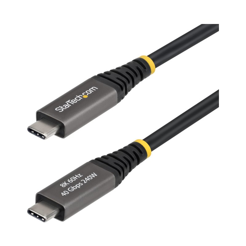 StarTech.com 6ft (1.8m) Active USB4 Cable, 40Gbps, 240W PD, 8K 60Hz/4K 240Hz DP2.1 DP40, TPE Jacket, Thunderbolt 4 Compatible USB-C Cable - Black USB-C Cord