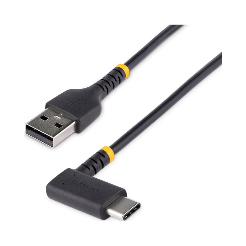StarTech.com 6in (15cm) USB-A to USB-C Fast Charging Cable, Rugged, Right-Angled, Charge & Sync, 3A, USB 2.0, TPE Jacket and Aramid Fiber - USB Charging Cord