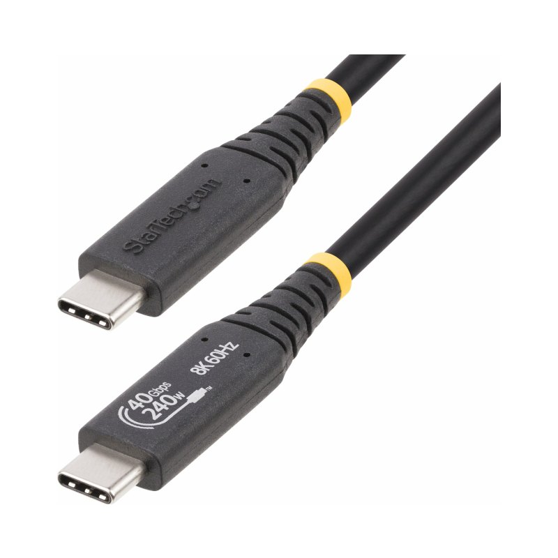 StarTech.com 1.6ft (50cm) USB4 Cable 40Gbps, 240W (5A) Power Delivery, 8K 120Hz / 4K 240Hz DP Alt Mode, USB-IF Certified USB-C Cable - Thunderbolt Compatible