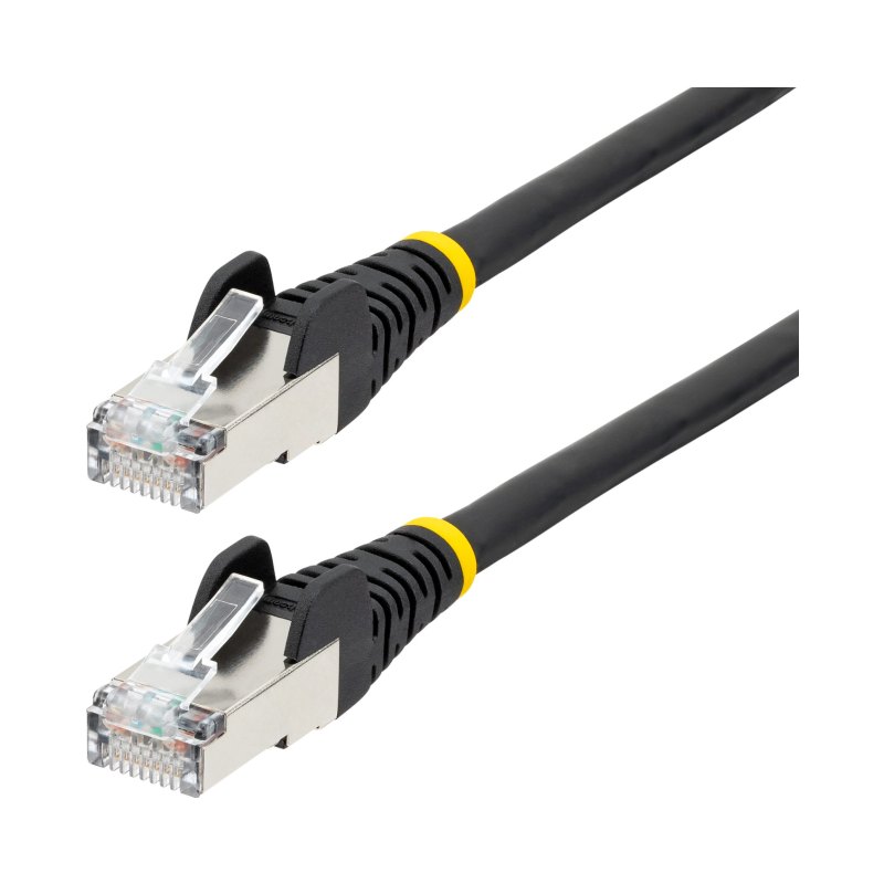 StarTech.com 1ft CAT6a Ethernet Cable - Black - Low Smoke Zero Halogen (LSZH) - 10GbE 500MHz 100W PoE++ Snagless RJ-45 w/Strain Reliefs S/FTP Network Patch Cord