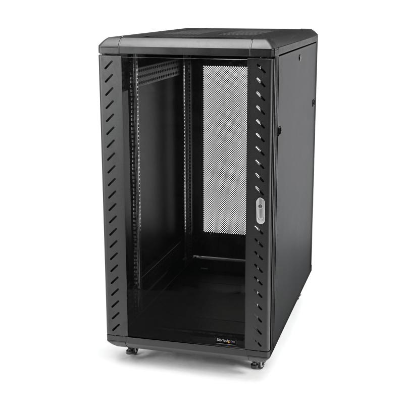 StarTech.com Armoire Rack Serveur 32U à 4 Montants, Armoire Verrouillable 19" pour Ordinateur/AV/Équipement IT, Rack Réseau pour Bureau/Domicile avec Roulettes et Rails de Montage Ajustables