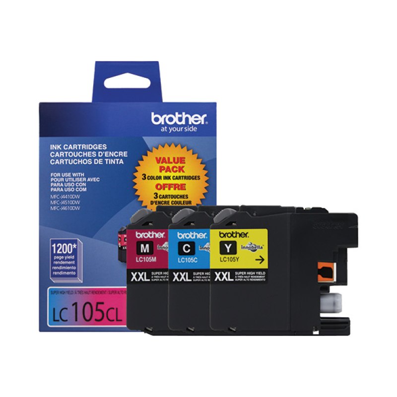 Brother LC105 C/M/Y ink cartridge 3 pc(s) Original High (XL) Yield Cyan, Magenta, Yellow