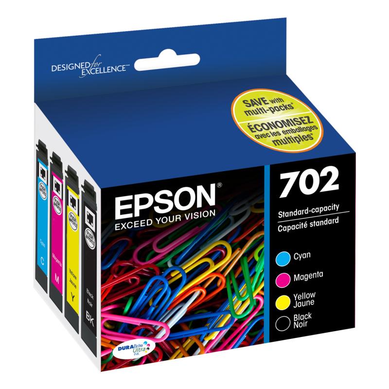 Epson 702 cartouche d'encre 4 pièce(s) Original Rendement standard Noir, Cyan, Magenta, Jaune