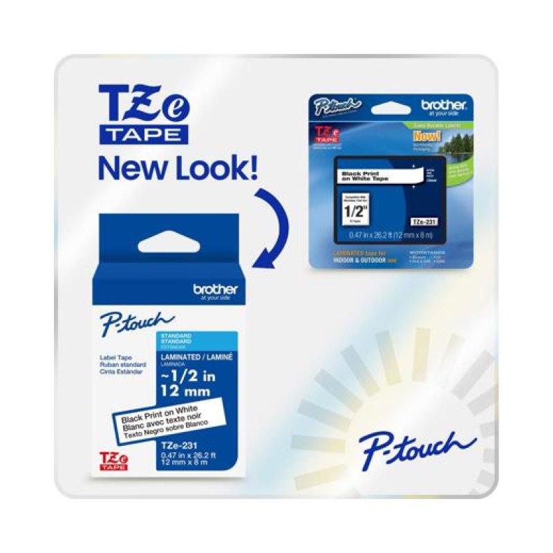 Brother TZE221G label-making tape Black on white TZe