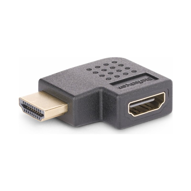 StarTech.com Right Angle HDMI 2.0 Adapter, Male to Female, Horizontal 90-Degree Angled HDMI Port Saver, 4K 60Hz, High Speed HDMI Connector Extension, M/F