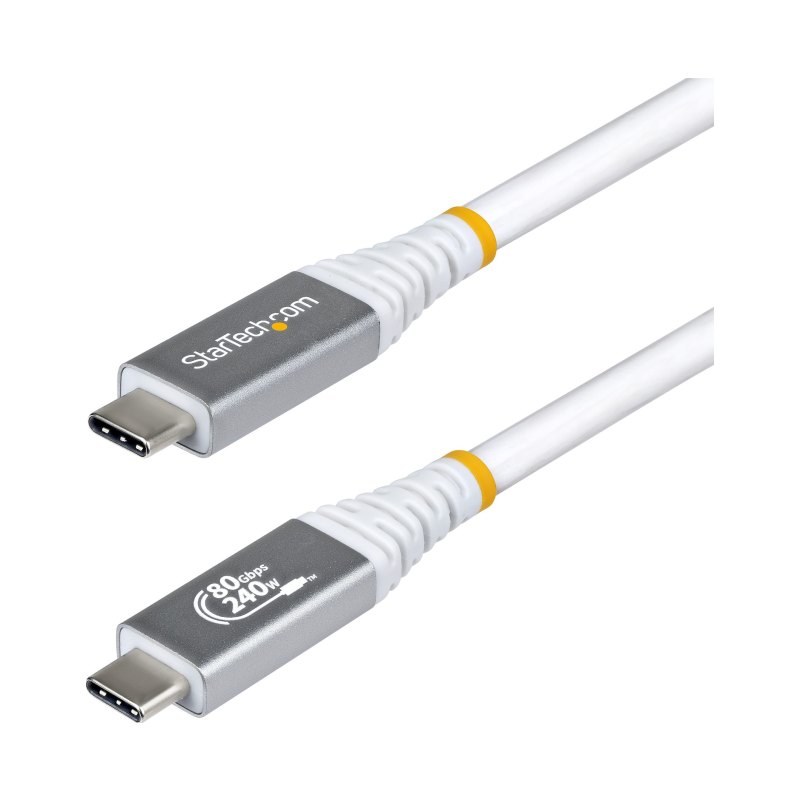 StarTech.com CC18IN80GUSB4CABLEW câble USB USB4 Gen 4x2 0,5 m USB C 80 Gbit/s 240 W Blanc