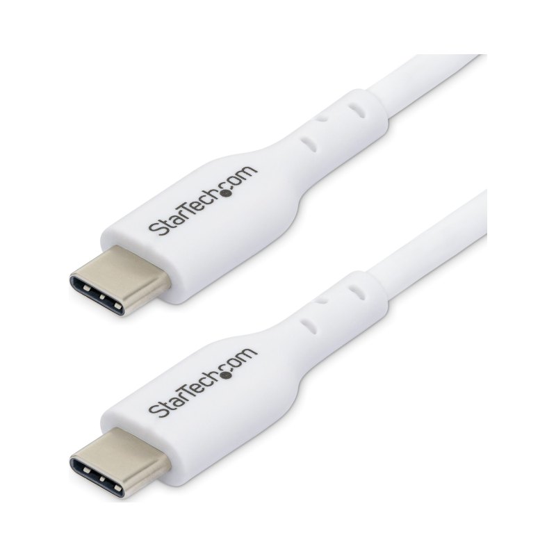 StarTech.com 3ft (0.9m) Câble de chargement USB-C blanc 2-Pack, Câble USB C, Câble d'alimentation USB 2.0 Type-C pour ordinateur portable, 60W 3A Power Delivery, Gaine en TPE, Câble de transfert de données USB-C, M/M