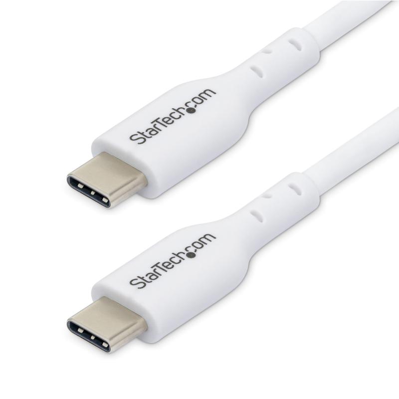 StarTech.com 3ft (0.9m) Câble de chargement USB-C blanc 2-Pack, Câble USB C, Câble d'alimentation USB 2.0 Type-C pour ordinateur portable, 60W 3A Power Delivery, Gaine en TPE, Câble de transfert de données USB-C, M/M