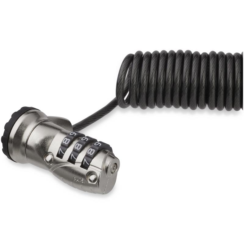StarTech.com Câble de verrouillage d'ordinateur portable auto-enroulant de 1,8 m (6 pi) - Câble de sécurité à combinaison portable à 3 chiffres pour fente K d'ordinateur/bureau/appareil - Câble en acier anti-vol enroulé - TAA